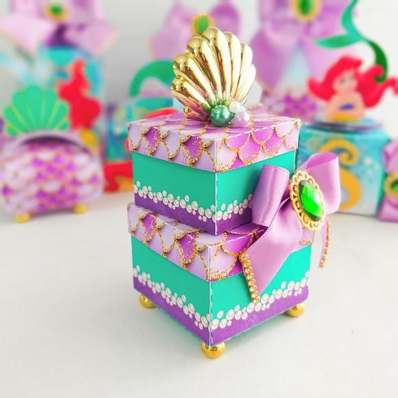 Kit 30 Caixinhas Para Festa Tema Ariel