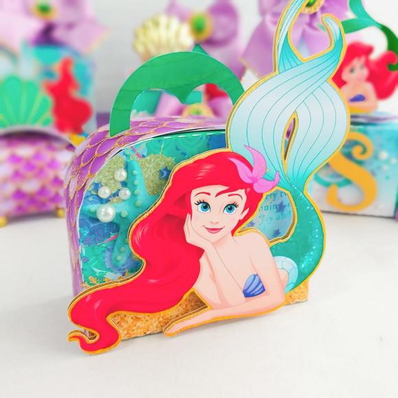 Kit 30 Caixinhas Para Festa Tema Ariel
