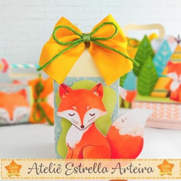 Kit 30 Caixinhas Para Festa Tema Raposinha