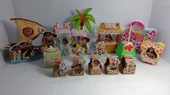 Kit 30 Caixinhas Para Festa Tema Moana