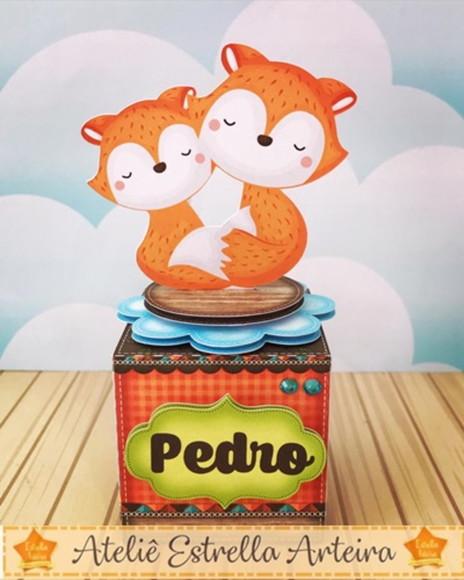 Kit 30 Caixinhas Para Festa Tema Raposinha