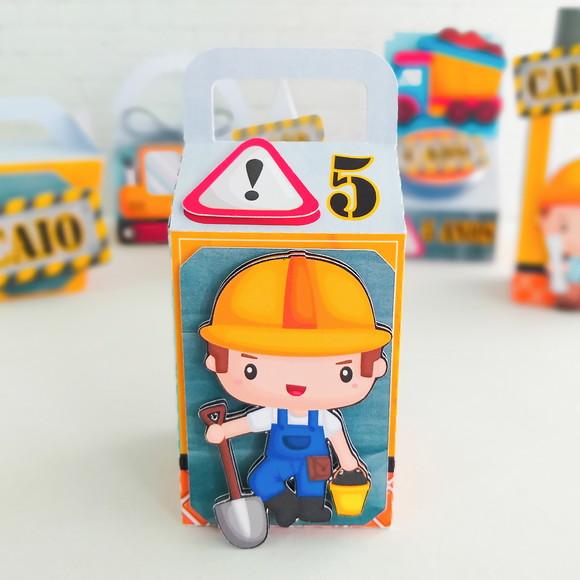 Kit 30 Caixinhas Tema Construção