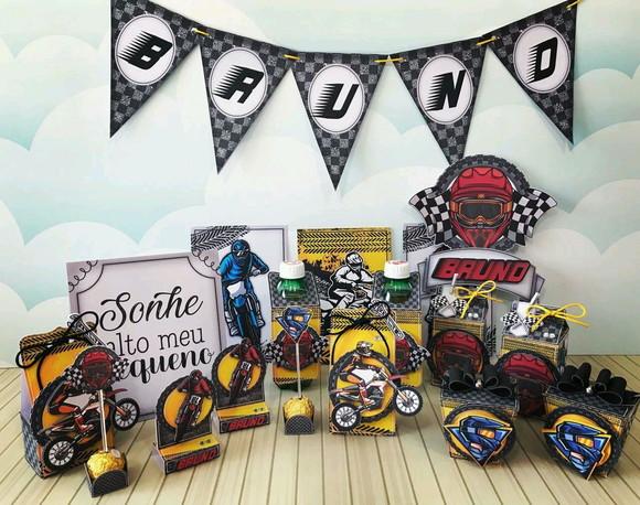 Kit 30 Caixinhas Tema Motocross