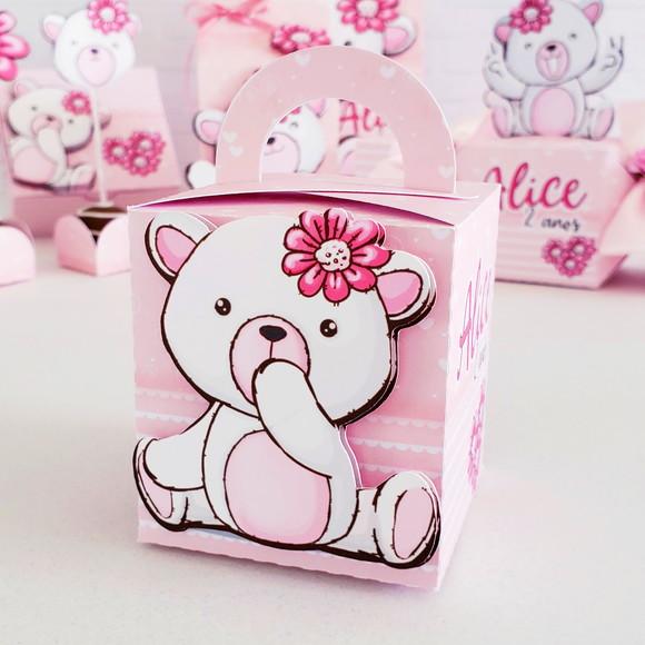 Kit 30 Caixinhas Tema Ursinha Rosa