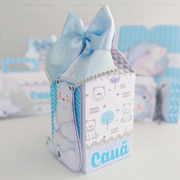 Kit 30 Caixinhas Tema Urso Polar