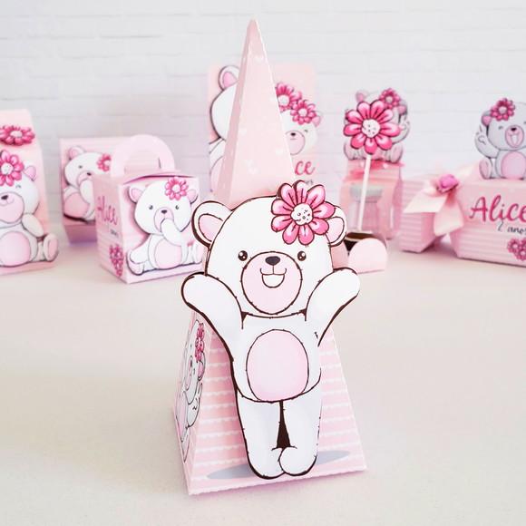 Kit 30 Caixinhas Tema Ursinha Rosa