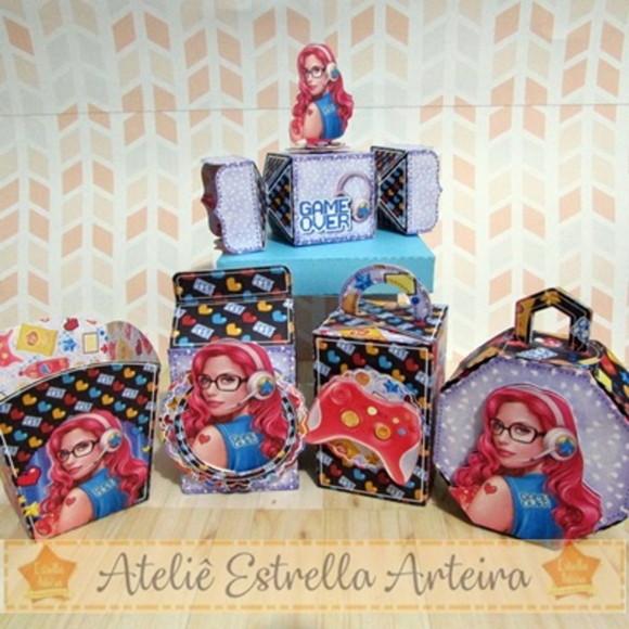 KIT 30 CAIXINHAS VÍDEO GAME MENINA