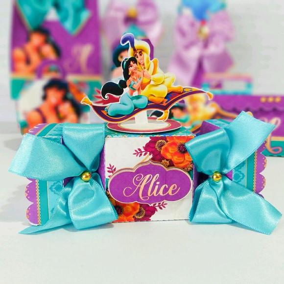 KIT 40 CAIXINHAS TEMA JASMINE E ALADDIN