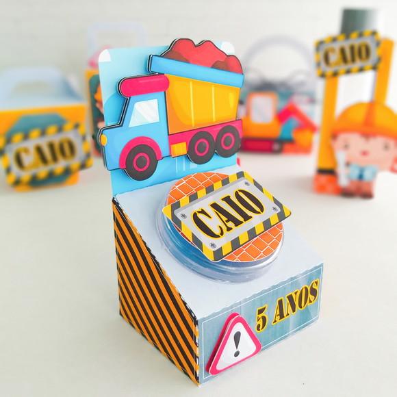 Kit 50 Caixinhas Tema Construção