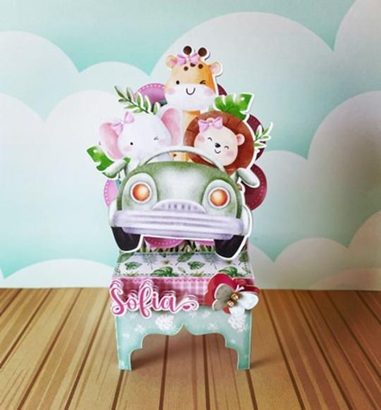 Porta Bis Duplo Tema Safari Rosa