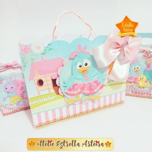 SACOLINHA LEMBRANCINHA GALINHA PPINTADINHA ROSA