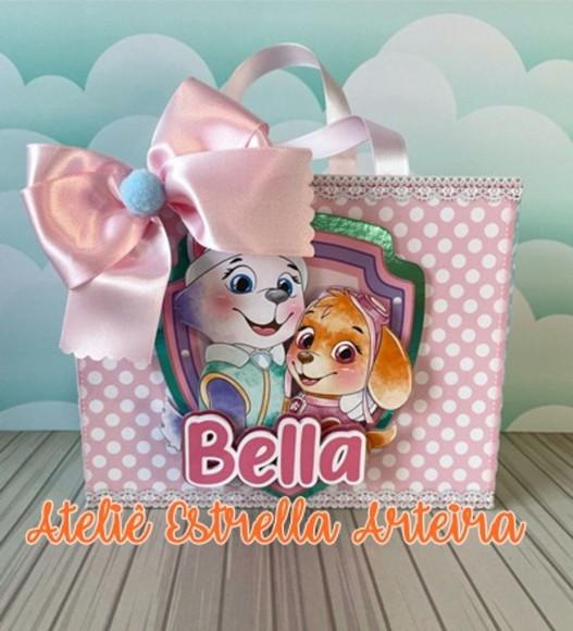 SACOLINHA LEMBRANCINHA PATRULHA CANINA ROSA