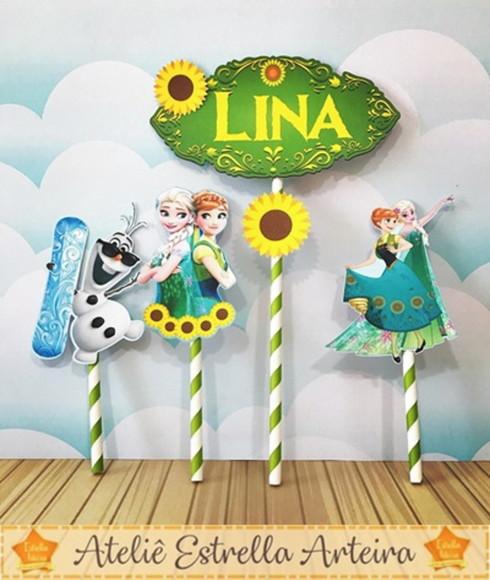 Topo De Bolo Tem Frozen Fever