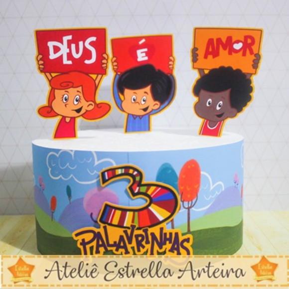 Topo De Bolo Tema 3 Palavrinhas