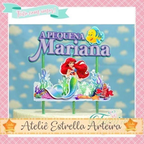 Topo De Bolo Tema Ariel