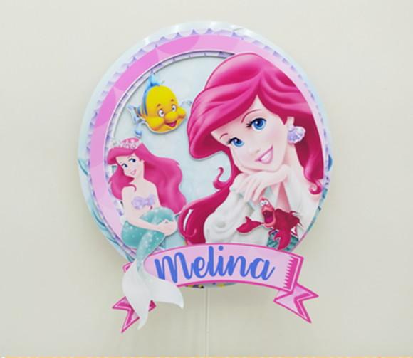 Topo De Bolo Tema Ariel