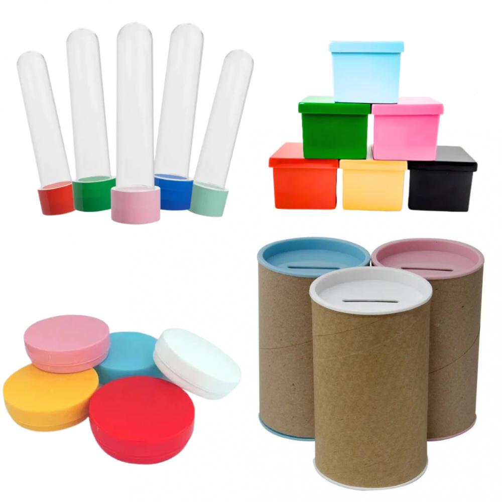 Kit Festa 60 ITENS - 15 Caixinhas + 15 Latinhas + 15 Cofrinhos +