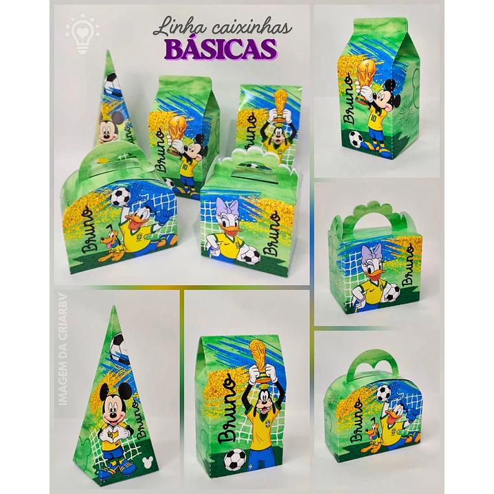 30 Caixinhas PEGUE E MONTE  - Tema Copa do Mundo Mickey