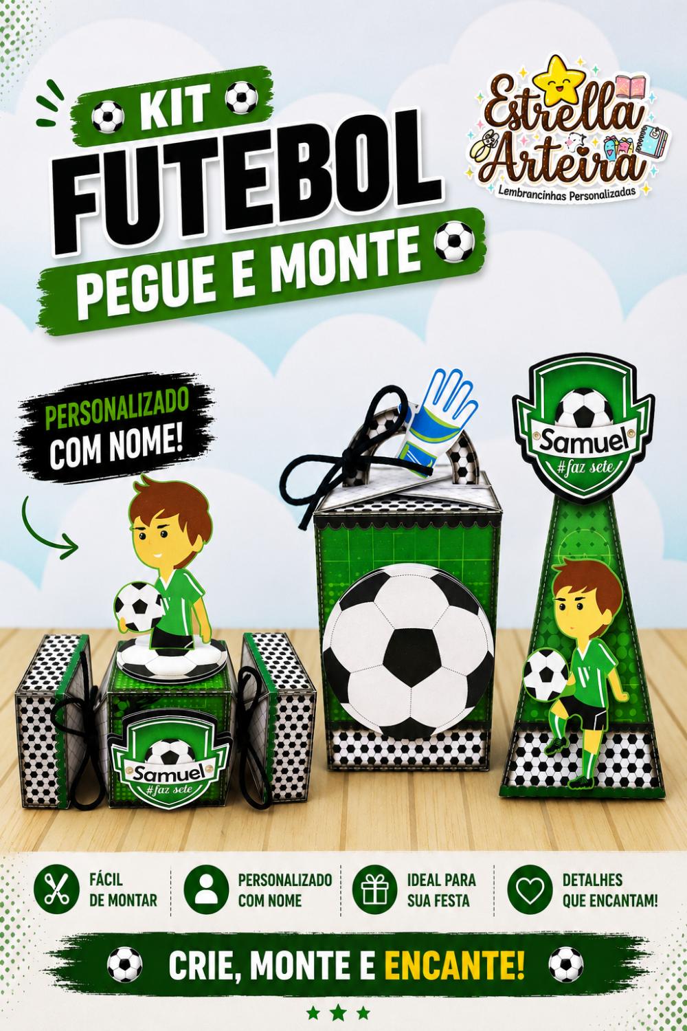 30 Caixinhas PEGUE E MONTE  - Tema Futebol