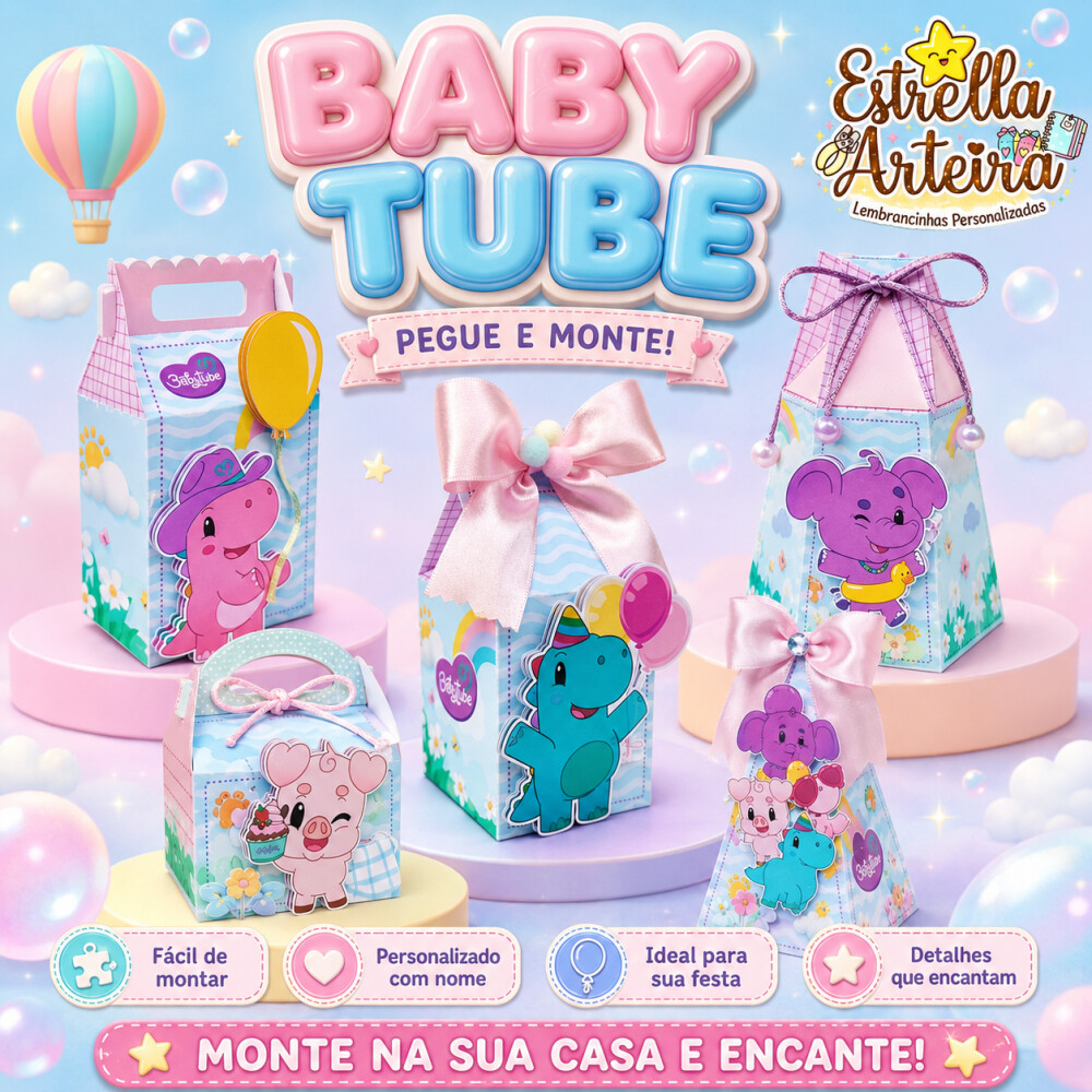 30 Caixinhas PEGUE E MONTE - Tema Baby Tube