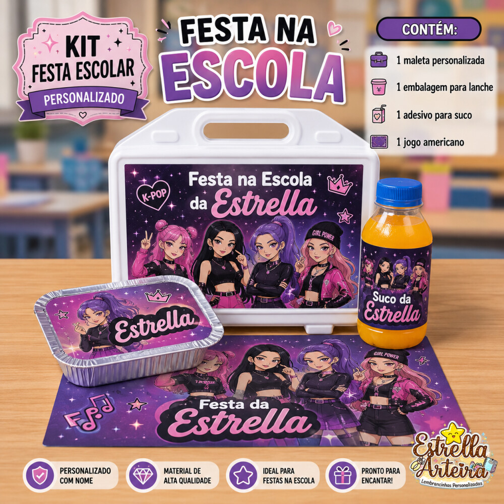 Kit festa escolar - Tema Guerreiras do Kpop
