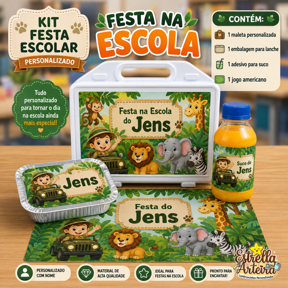 Kit festa escolar - Tema Safari Menino