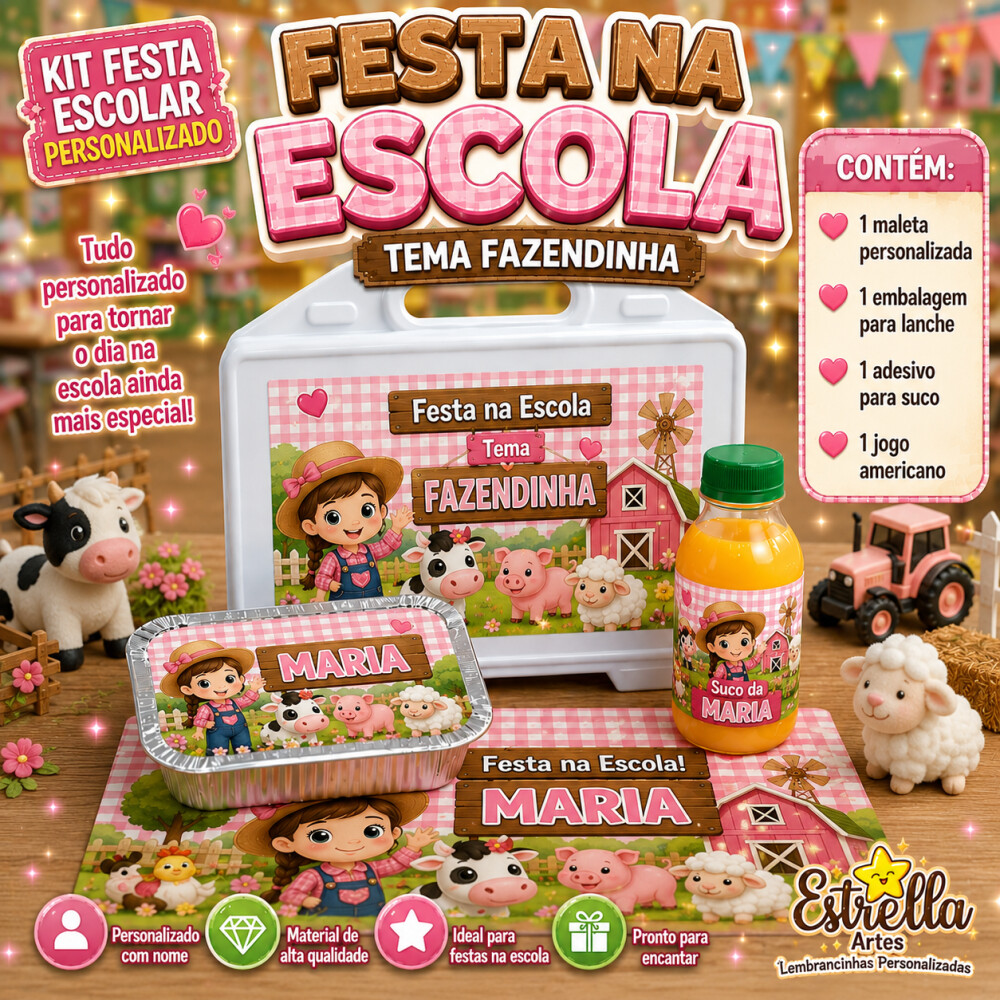 Kit festa escolar - Tema Fazendinha Menina
