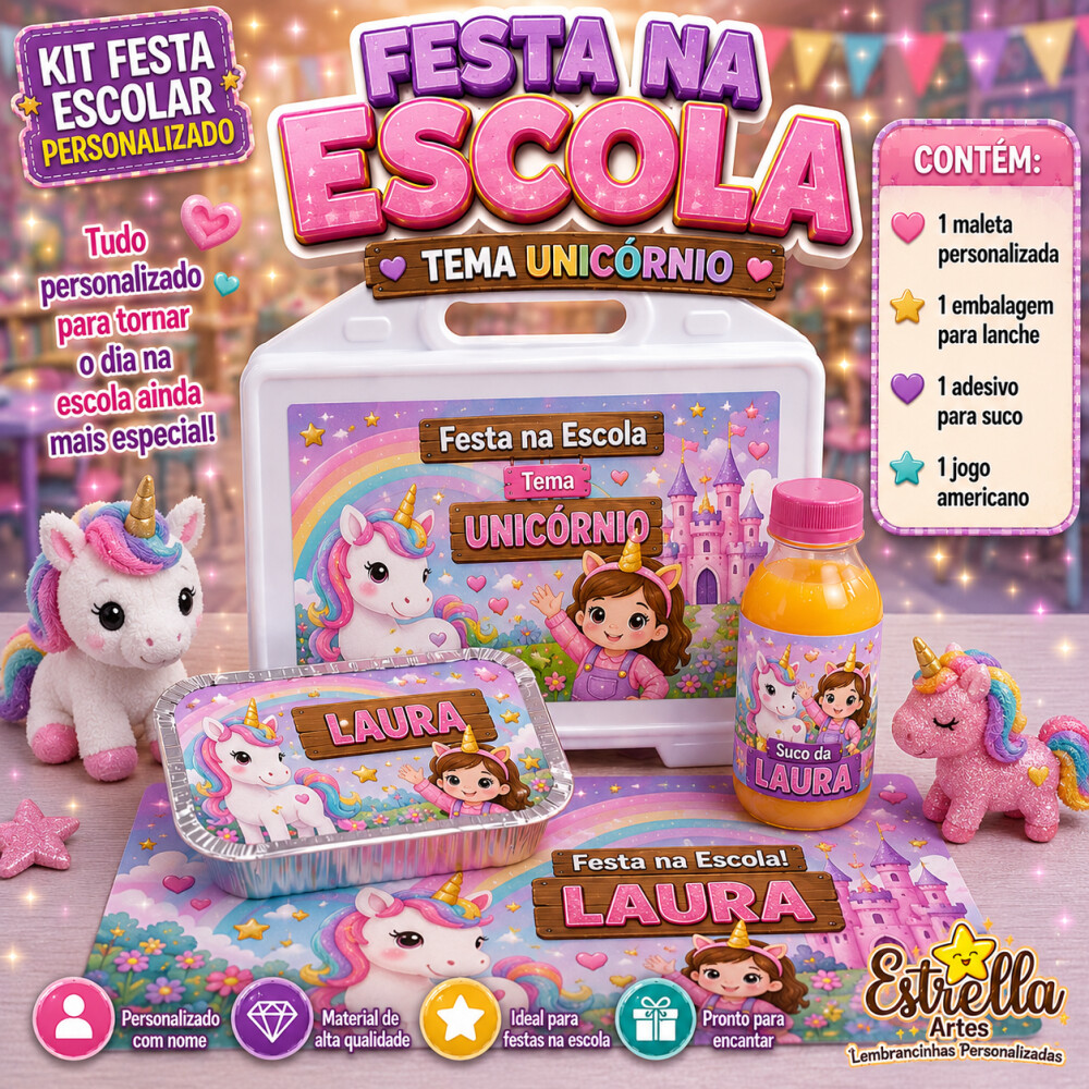 Kit festa escolar - Tema Unicórnio
