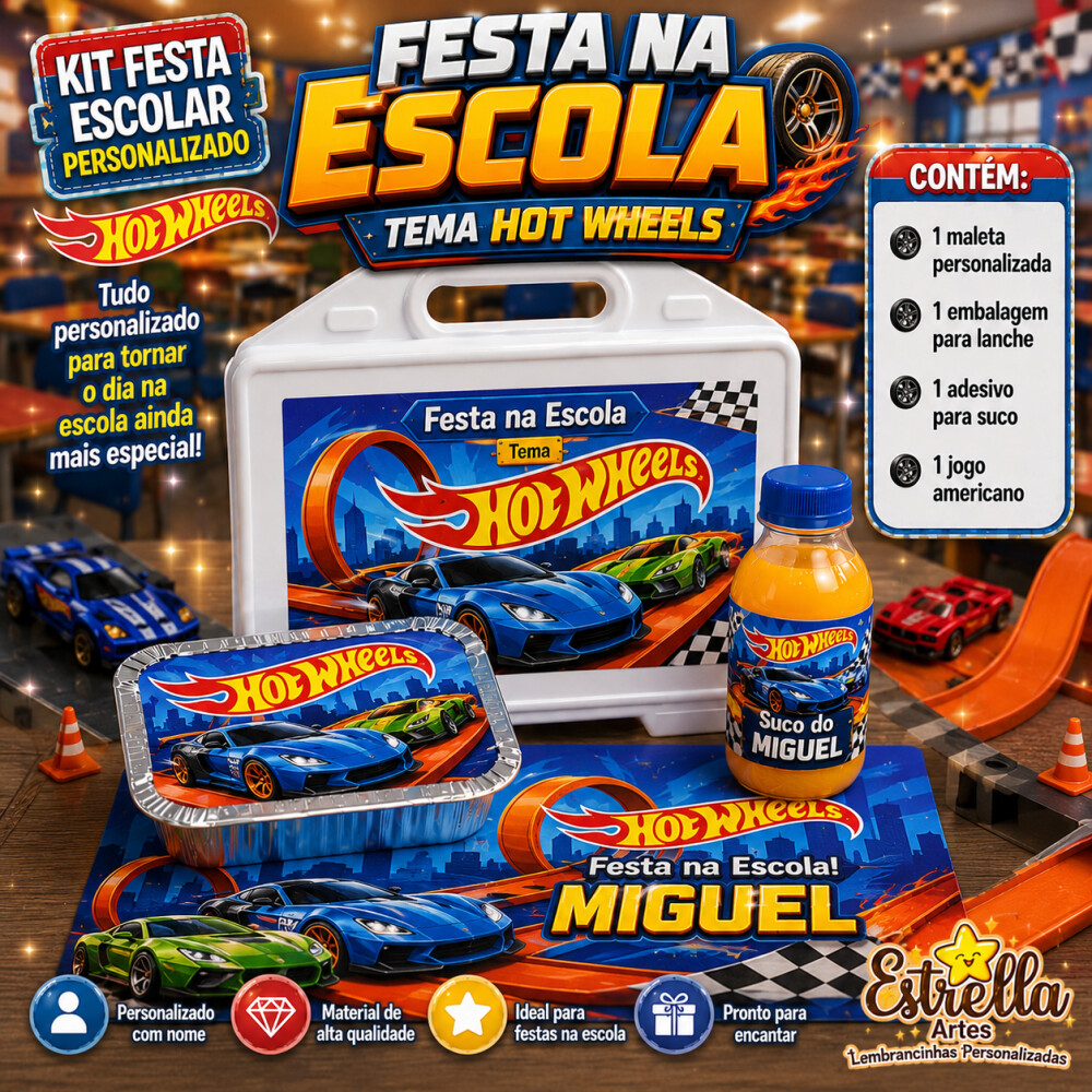 Kit festa escolar - Tema Hot Wheels