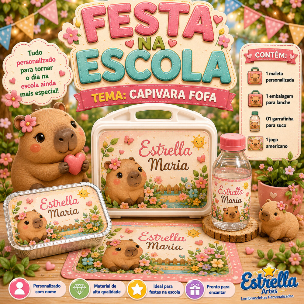 Kit festa escolar - Tema Capivara