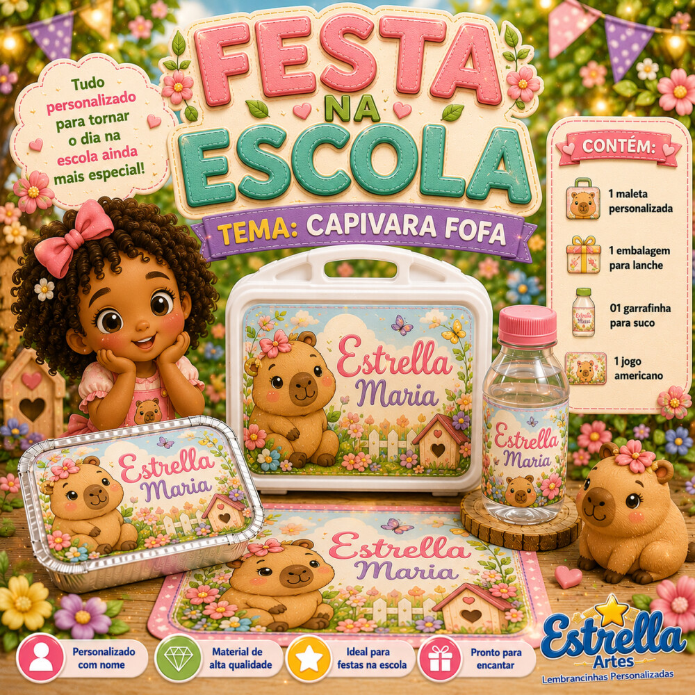 Kit festa escolar - Tema Capivara
