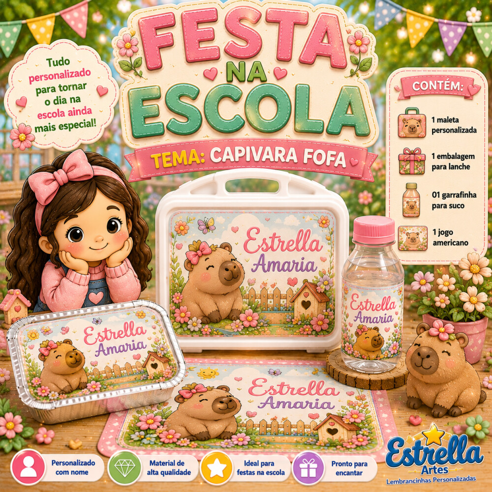 Kit festa escolar - Tema Capivara