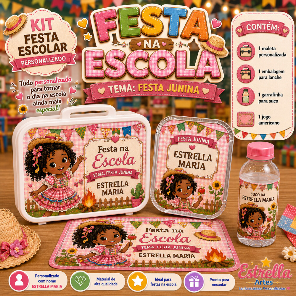 Kit festa escolar - Tema Festa Junina Menina