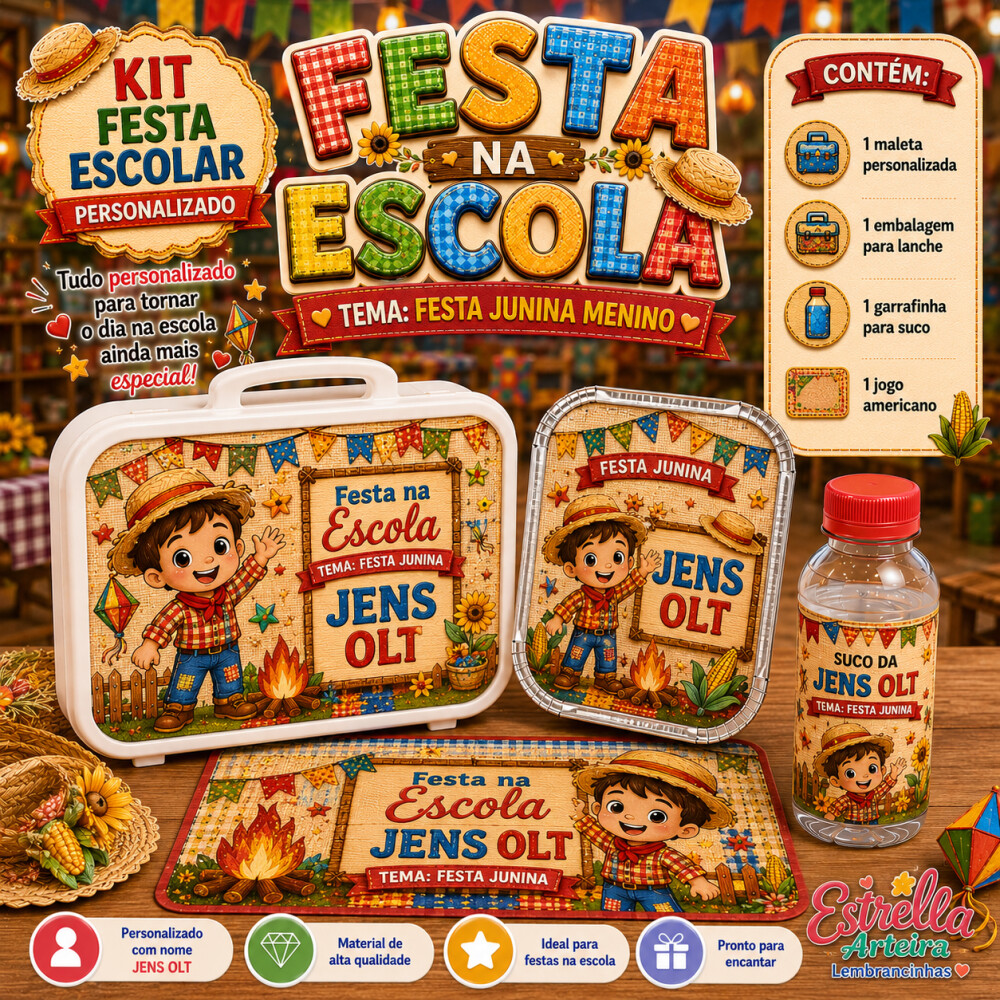 Kit festa escolar - Tema Festa Junina Menino
