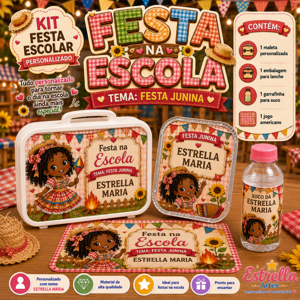 Kit festa escolar - Tema Festa Junina Menina