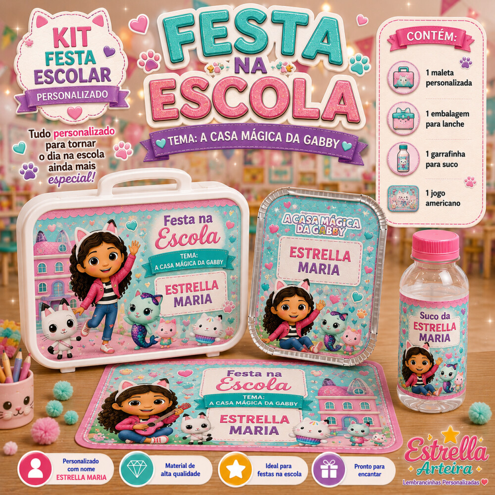 Kit festa escolar - Tema A casa Mágica da Gabby
