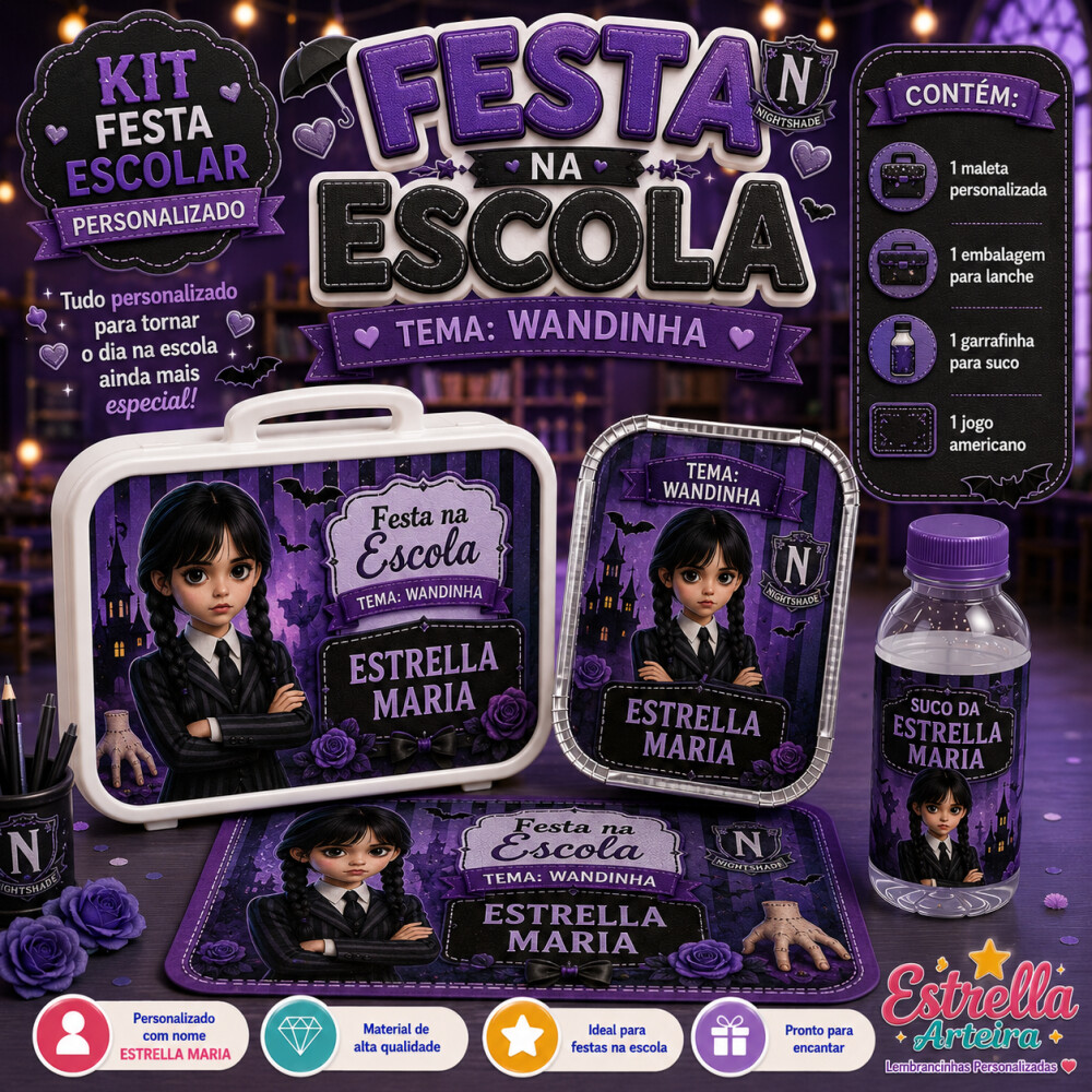 Kit festa escolar - Tema Wandinha