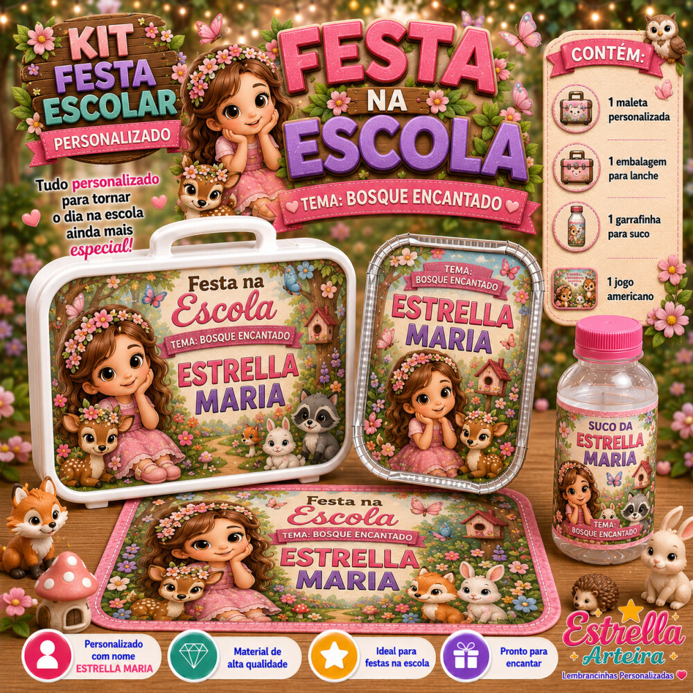 Kit festa escolar - Tema Bosque Encantado