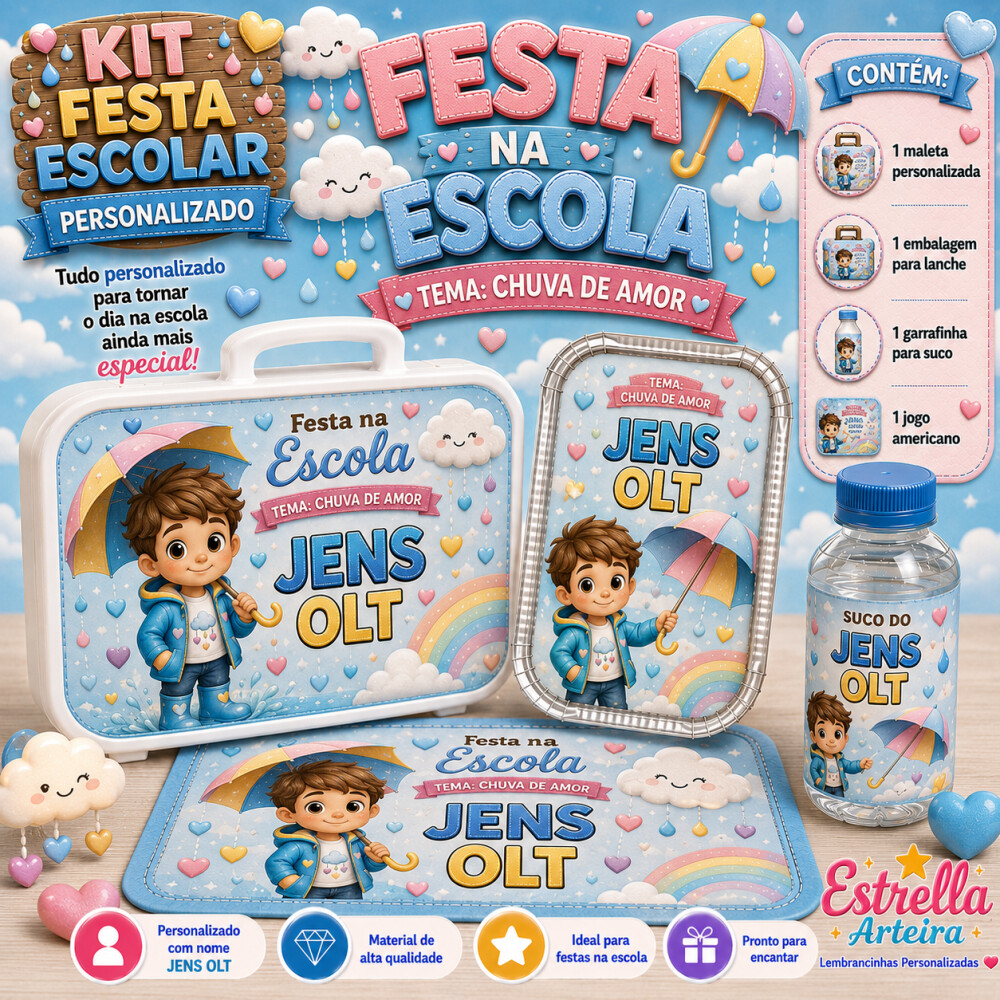 Kit festa escolar - Tema Chuva de Amor