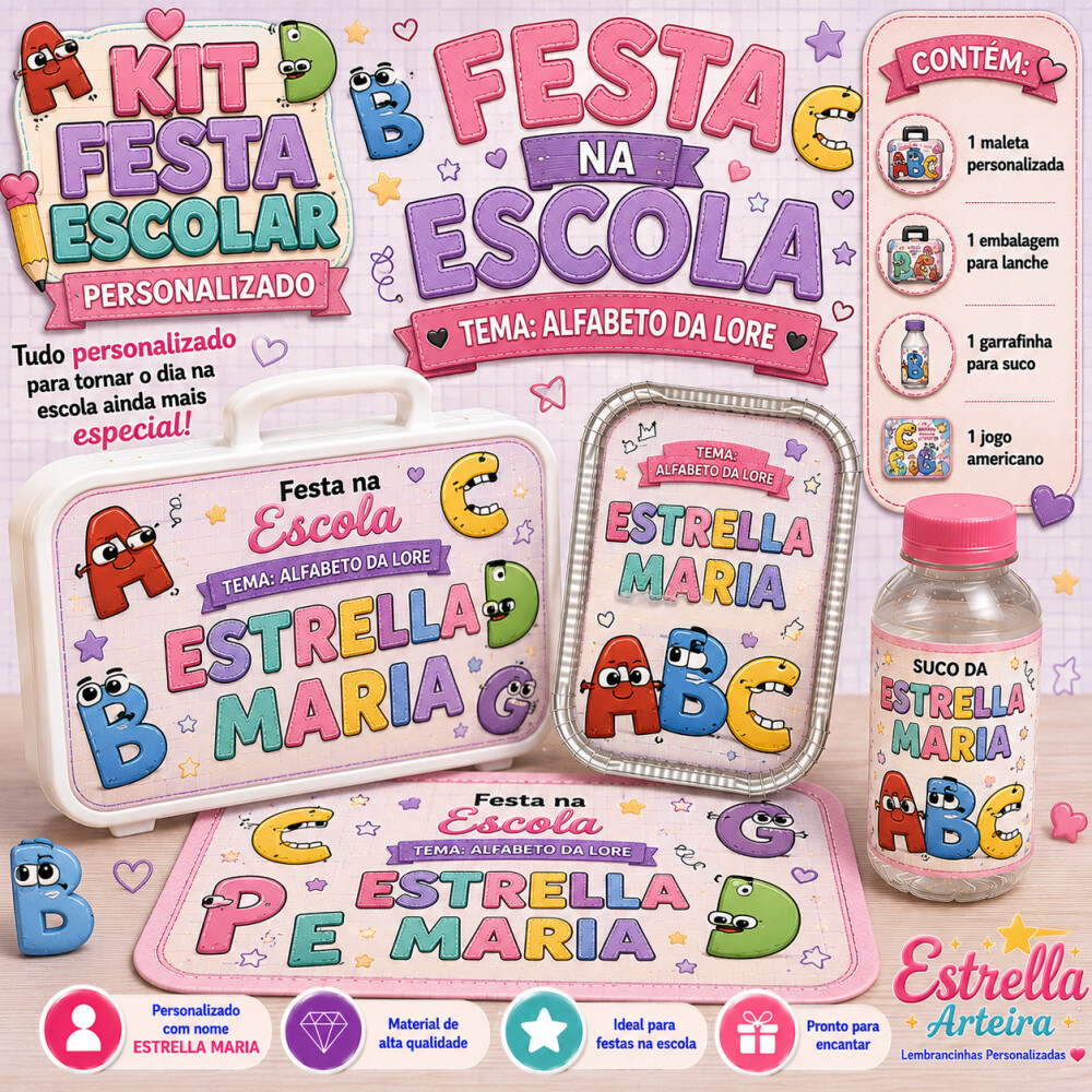 Kit festa escolar - Tema Alfabeto da Lore