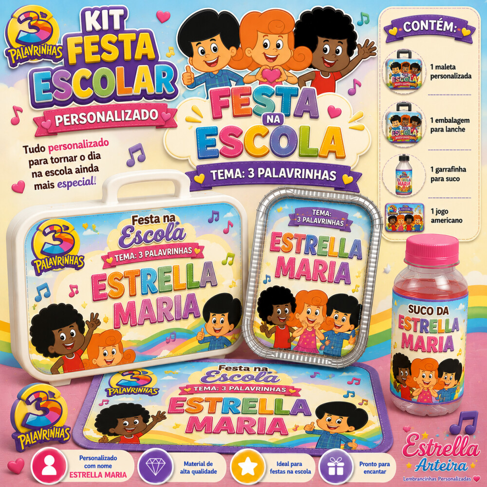 Kit festa escolar - Tema 3 Palavrinhas