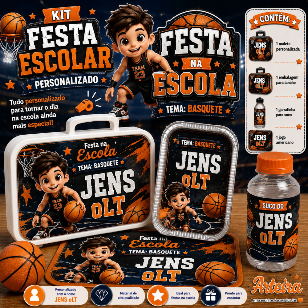 Kit festa escolar - Tema Basquete