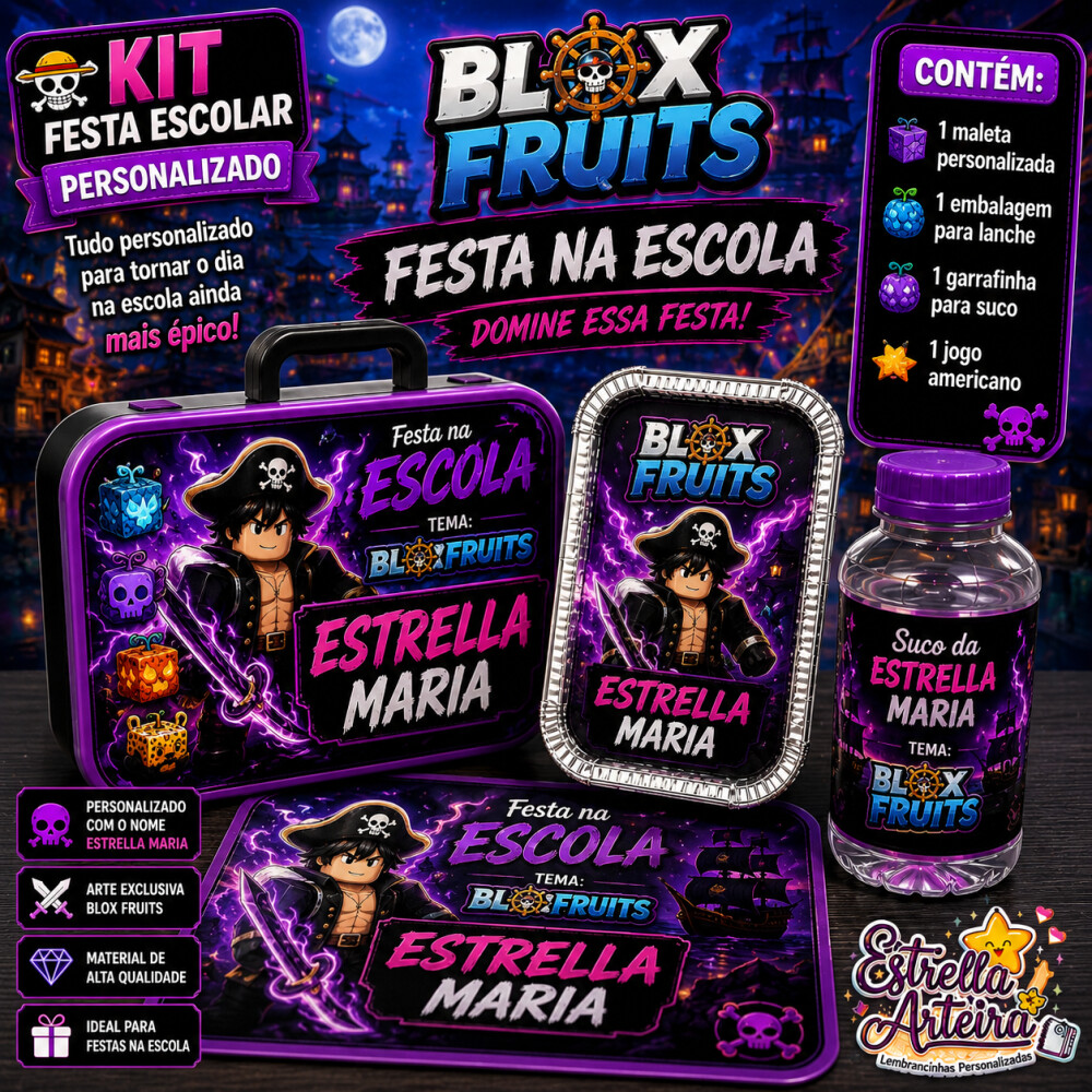 Kit festa escolar - Tema Blox Fruits