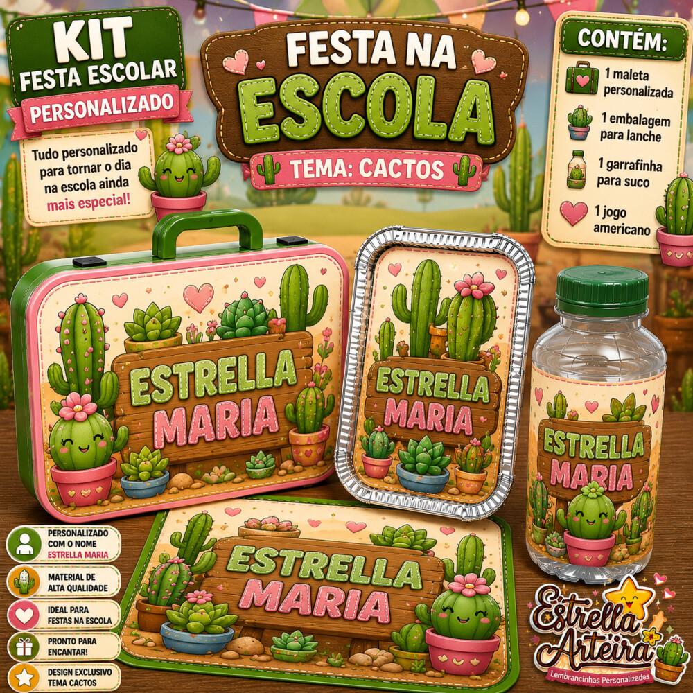 Kit festa escolar - Tema Cactos
