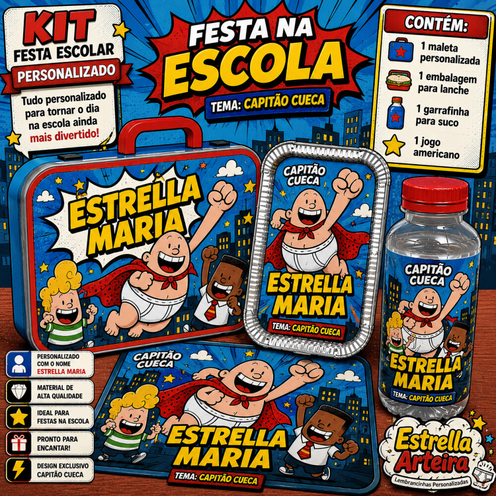 Kit festa escolar - Tema Capitão Cueca