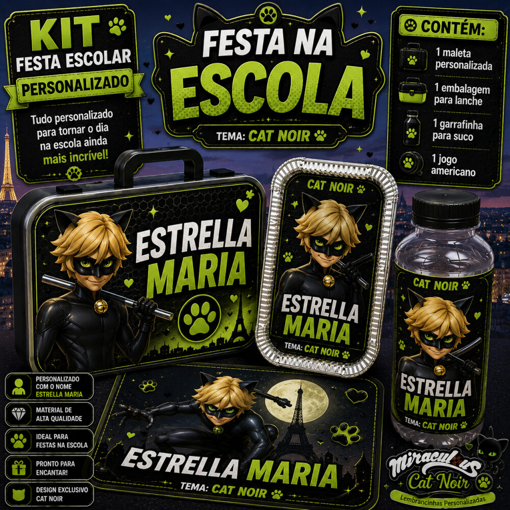 Kit festa escolar - Tema Cat Noir