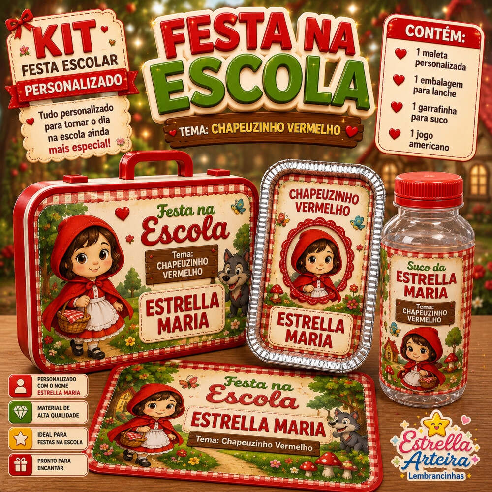 Kit festa escolar - Tema Chapeuzinho Vermelho