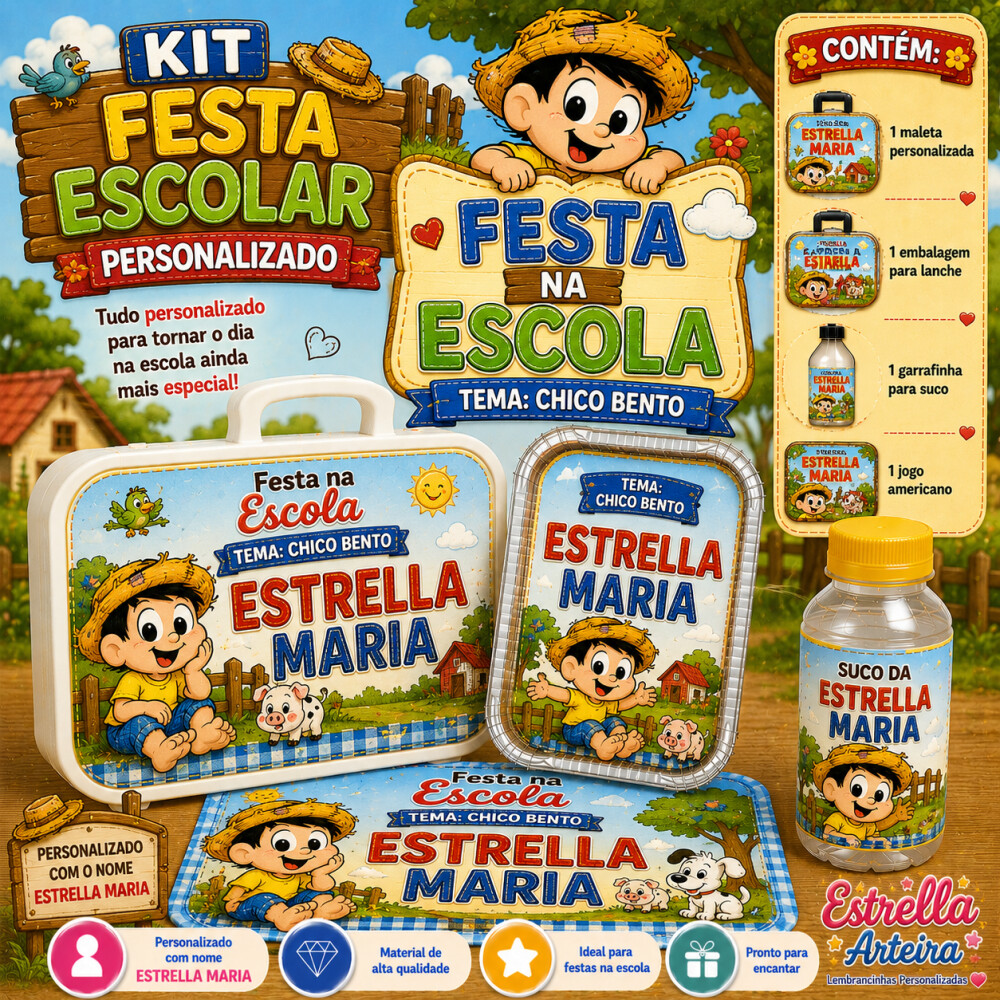 Kit festa escolar - Tema Chico Bento