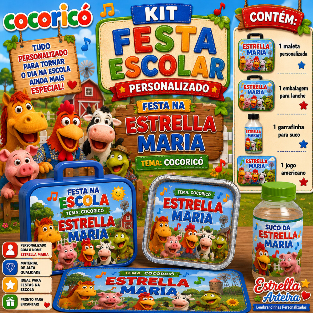 Kit festa escolar - Tema Cocoricó
