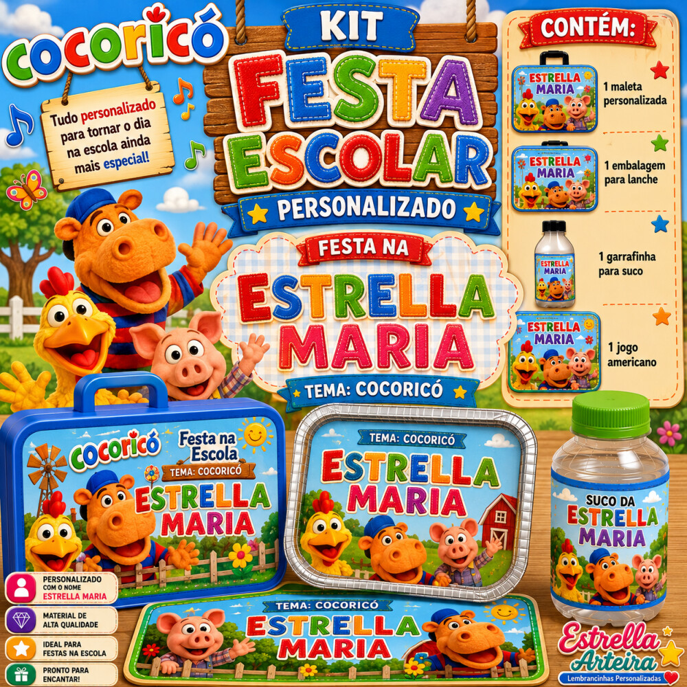 Kit festa escolar - Tema Cocoricó